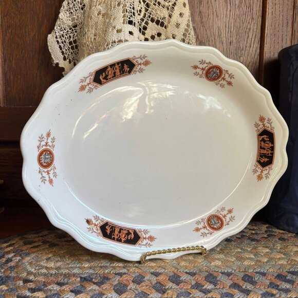 Syracuse China Other - Syracuse China Oval Platter Vintage Greek Revival Motif Scalloped Edge USA Made